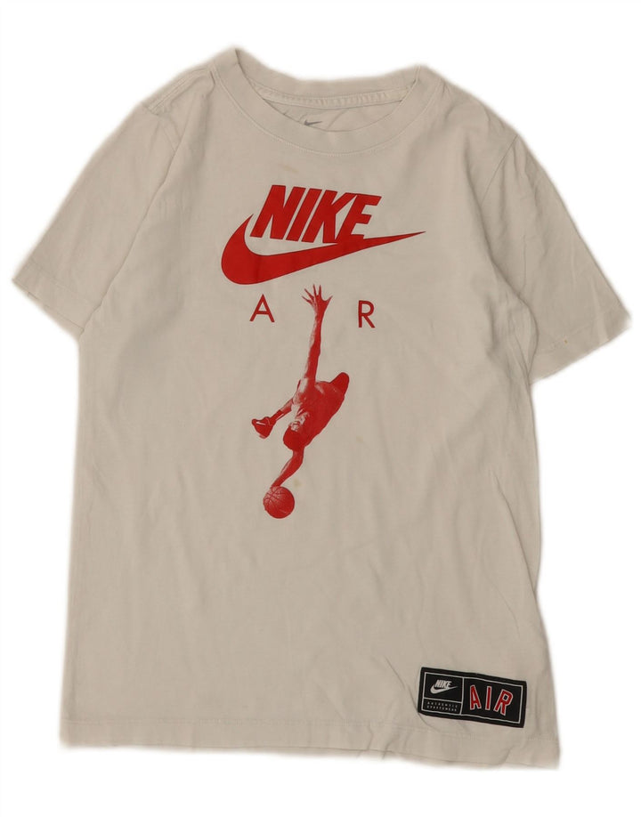 Nike Jungen-T-Shirt mit Grafik, mittelgroß, weiße Baumwolle, 10–11 Jahre