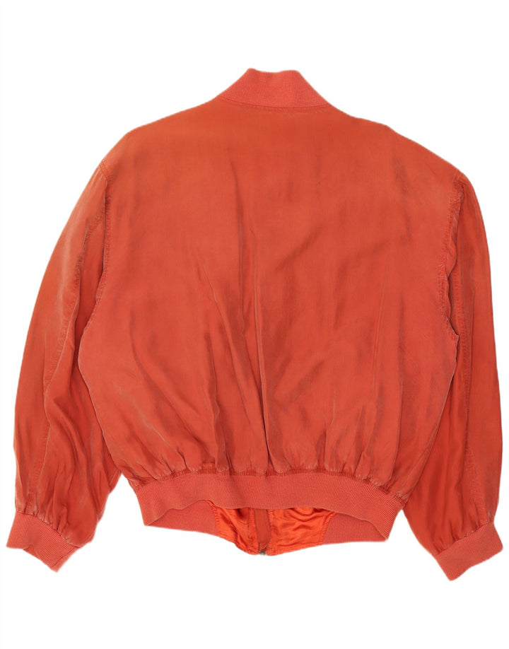 Vintage Herren Bomberjacke UK 40 Große Orange Seide