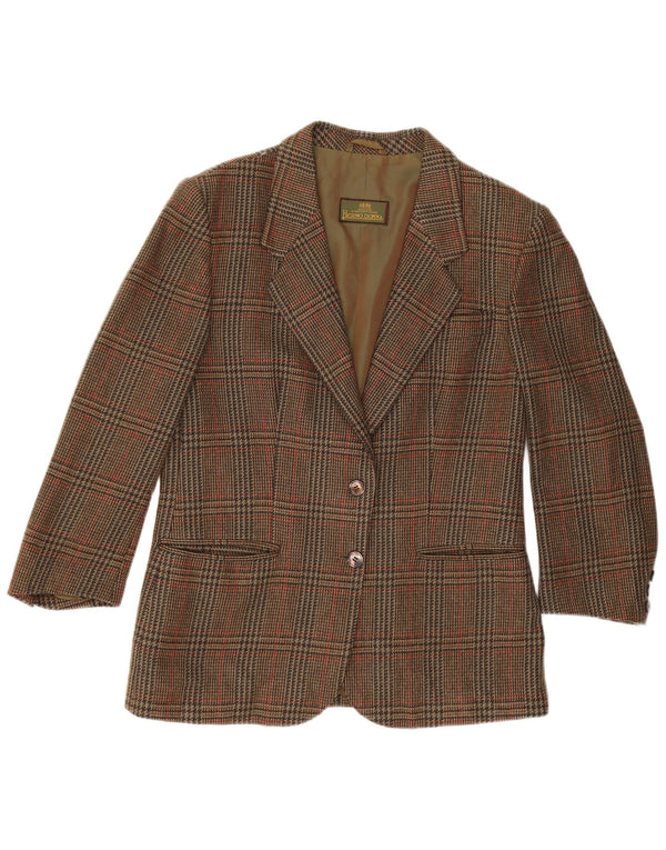 Herno Donna Damen Blazer Jacke IT 44 Mittelbraune Hahnentrittwolle