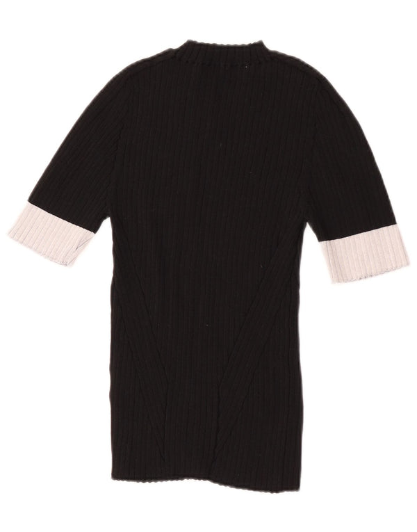 Zara Damen Crop Rollkragenpullover Pullover UK 12 Mittelschwarz Farbblock