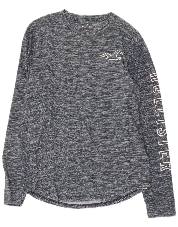 HOLLISTER Mens Graphic Top Long Sleeve Medium Blue Flecked Cotton