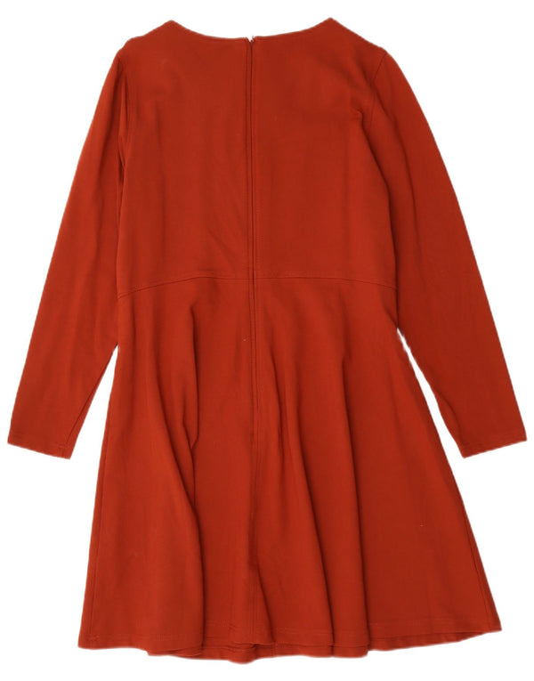 Marks & Spencer Damen-Langarmkleid in A-Linie, Gr. 16, Orange, Viskose
