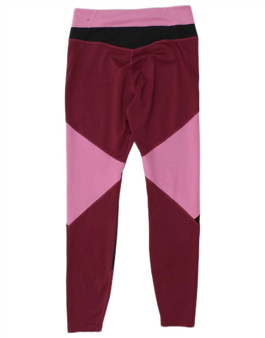NIKE Damen Dri Fit Leggings UK 14 Mittleres Burgunderrotes Farbblock-Polyester
