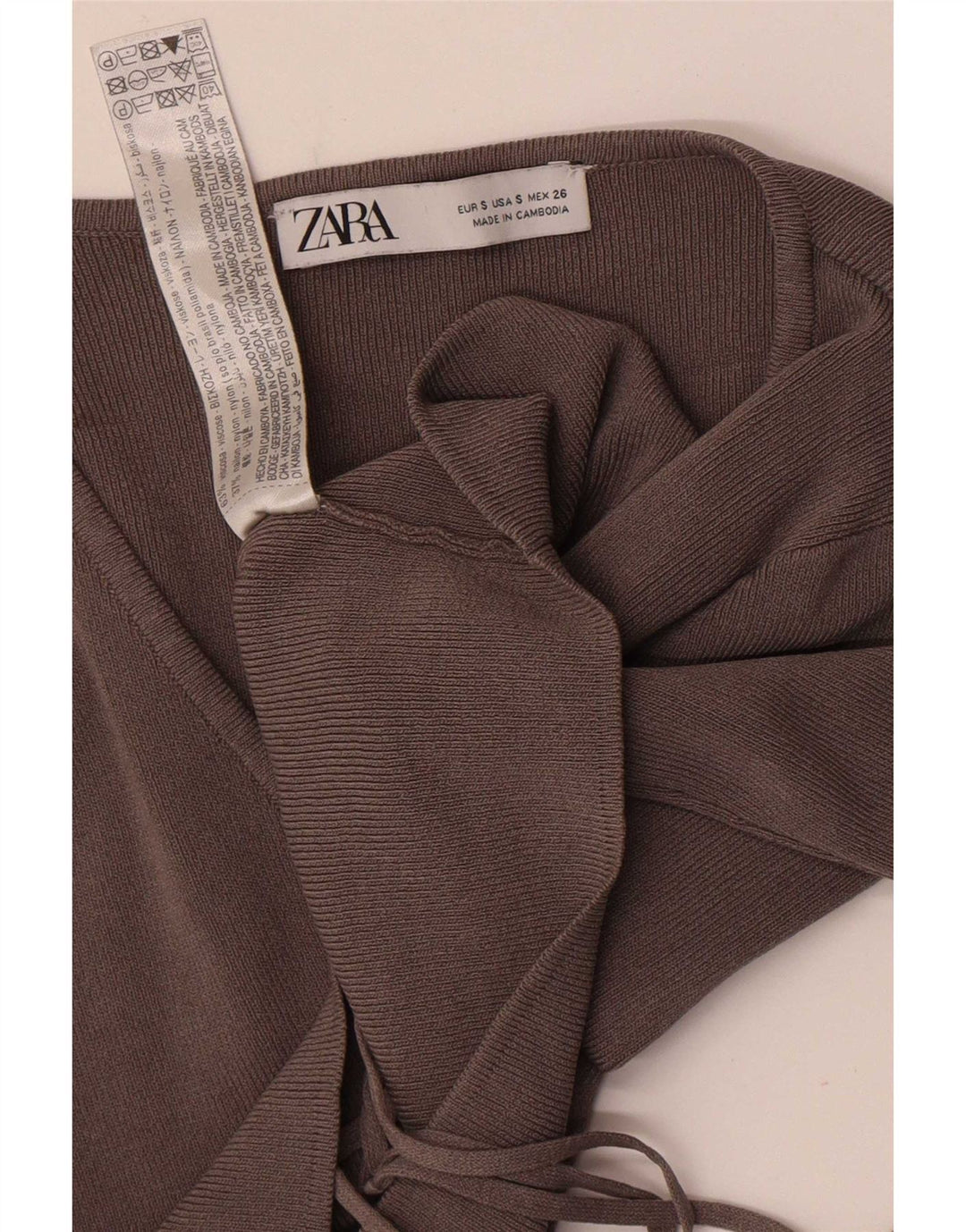 Zara Damen Crop Cardigan Top UK 8 Small Graue Viskose