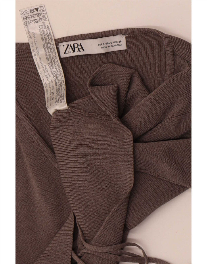 Zara Damen Crop Cardigan Top UK 8 Small Graue Viskose