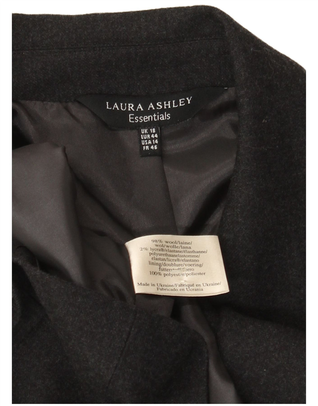 Laura Ashley Damen-Blazer mit 1 Knopf, UK 18, XL, graue Wolle