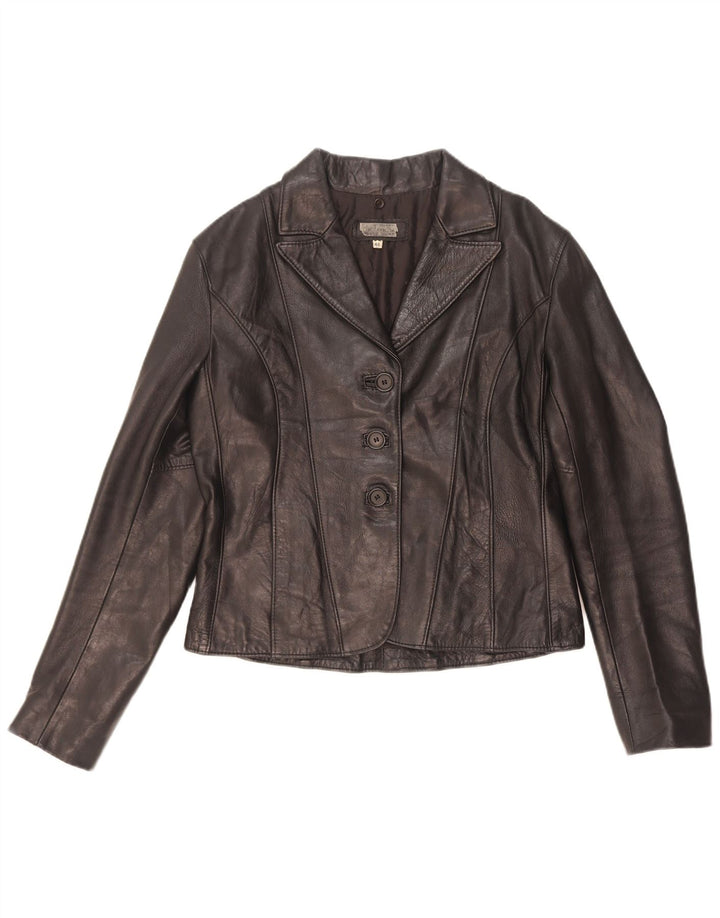 Vintage Damen Lederjacke IT 46 Large Schwarz