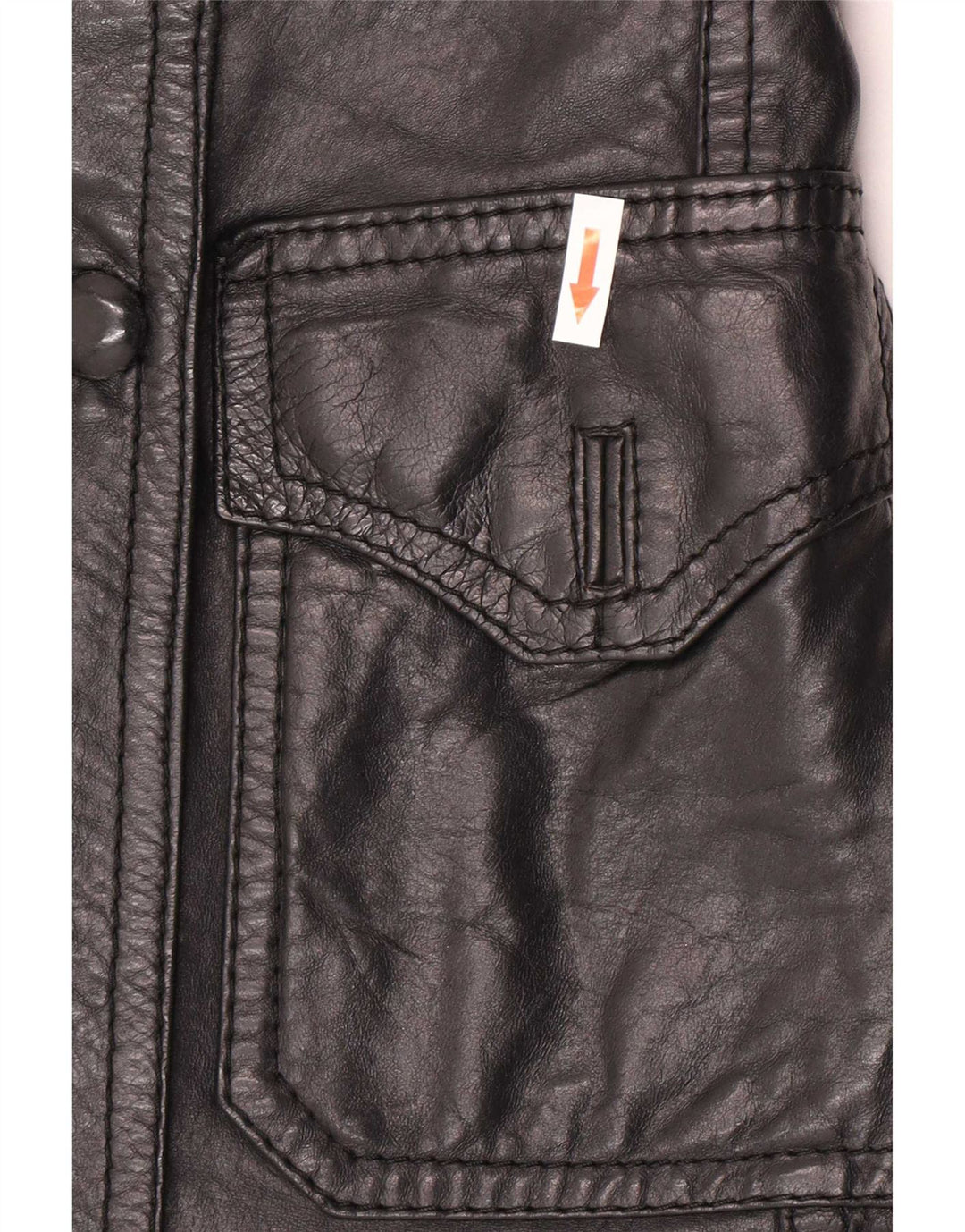 Vintage Damen Zweireihige Lederjacke UK 8 Small Schwarz