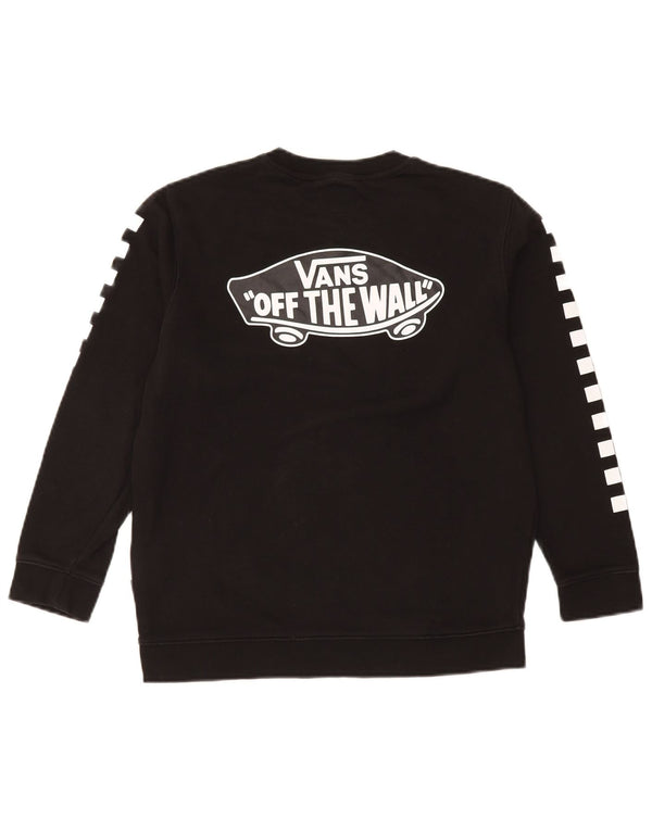 Vans Damen Grafik-Sweatshirt-Pullover UK 16 Große schwarze geometrische Baumwolle
