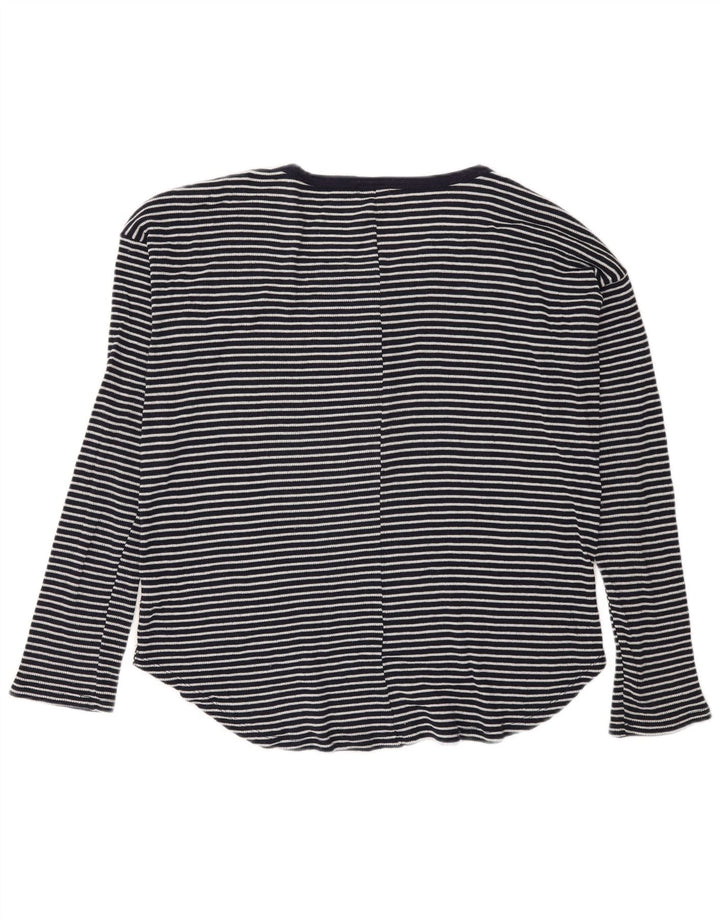 Gas Damen Top Langarm UK 14 Mittel Marineblau gestreift Polyester