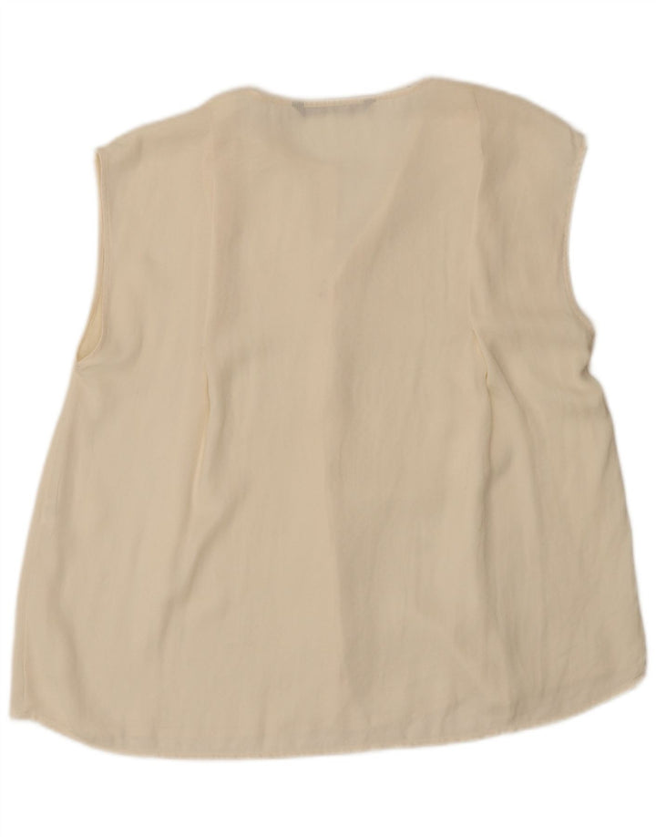 Zara Damen ärmellose Hemdbluse UK 16 Large Off White Polyester