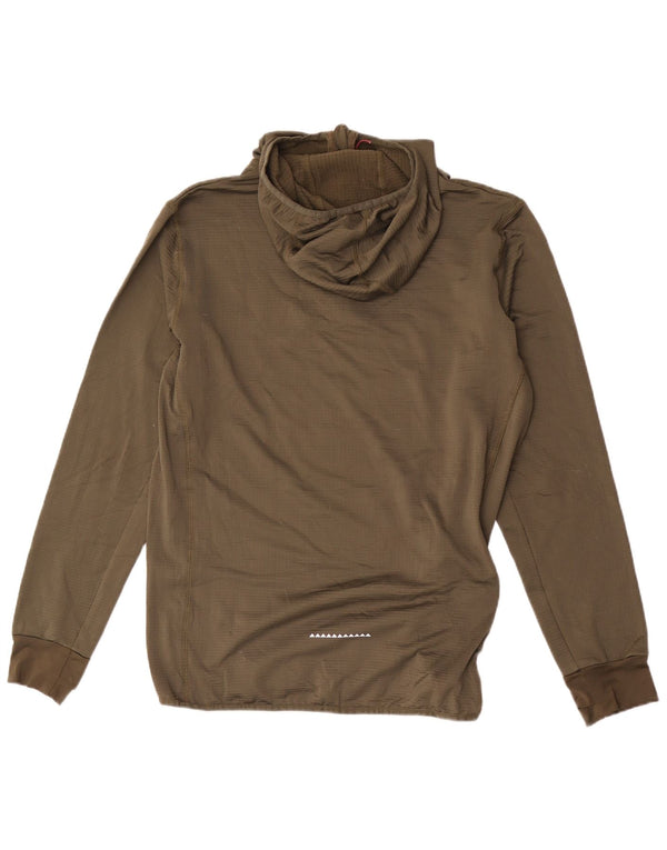 Quiksilver Mens Zip Neck Hoodie Jumper Large Khaki Polyester