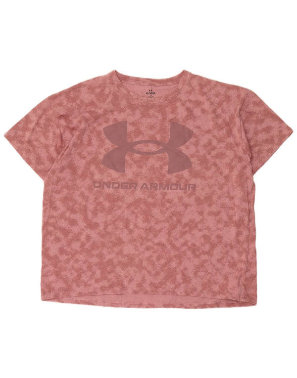 Under Armour Damen Grafik-T-Shirt-Oberteil UK 18 XL Rosa Batik-Baumwolle