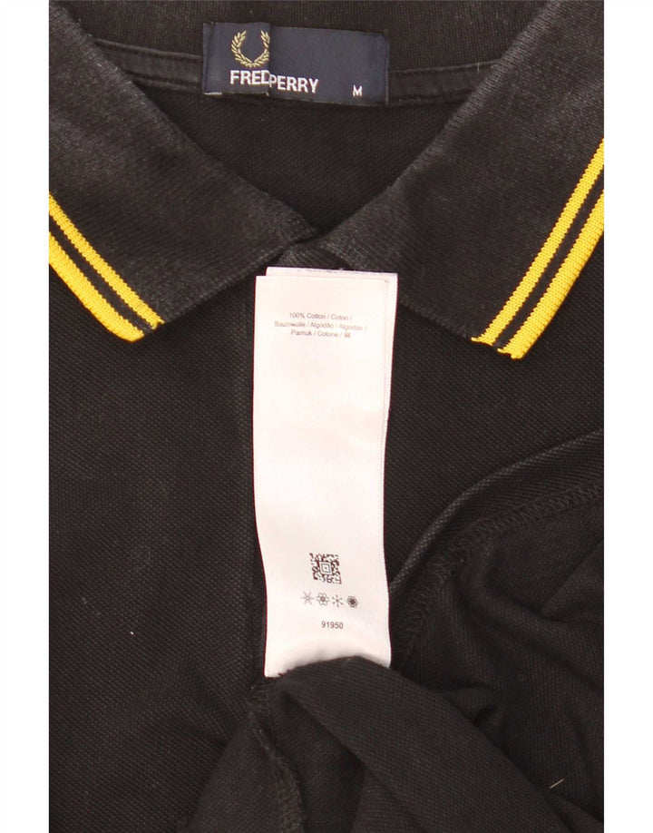 Fred Perry Herren-Poloshirt, mittelschwarz, gestreift, Baumwolle