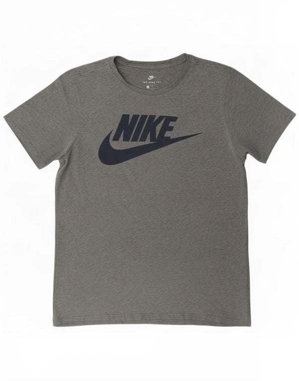 Nike Herren-T-Shirt mit sportlichem Schnitt und Grafik, Größe S, grau gefleckte Baumwolle
