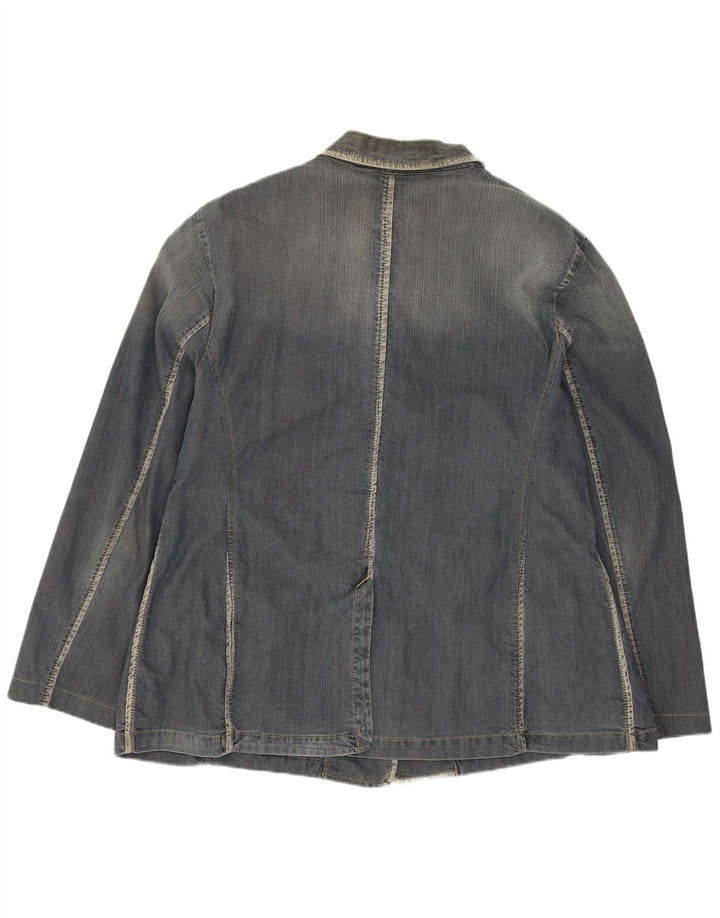 PERTE BY KRIZIA Damen 3-Knopf-Denim-Blazerjacke UK 14 Large Blau