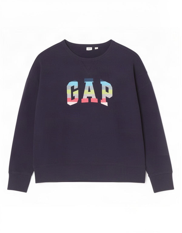 Gap Womens Graphic Oversized Sweatshirt Pullover UK 16 Large Marineblau Baumwolle