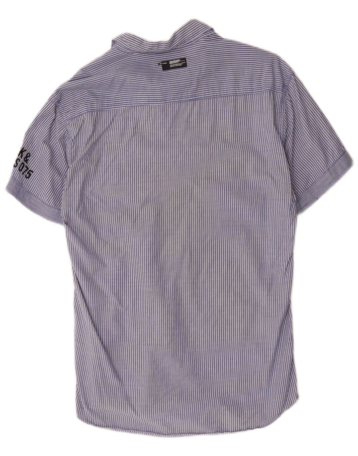 Jack & Jones Herren-Kurzarmhemd, groß, blau, Nadelstreifen