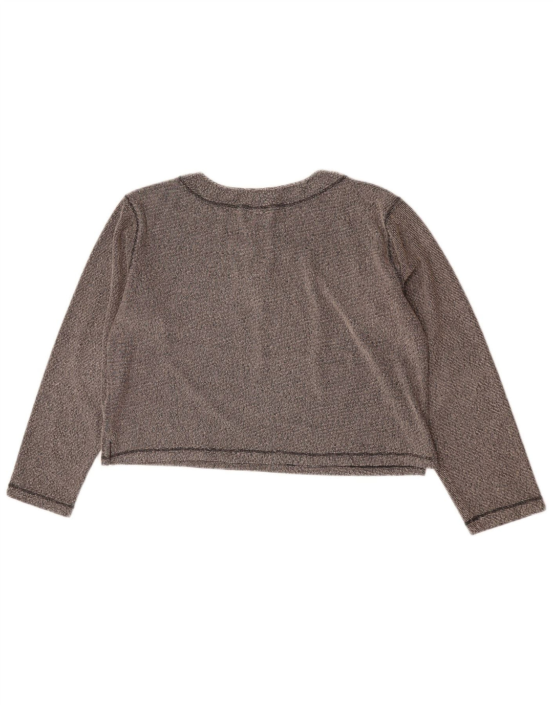 Champion Damen Crop Top Langarm UK 16 Large Grau geflecktes Polyester