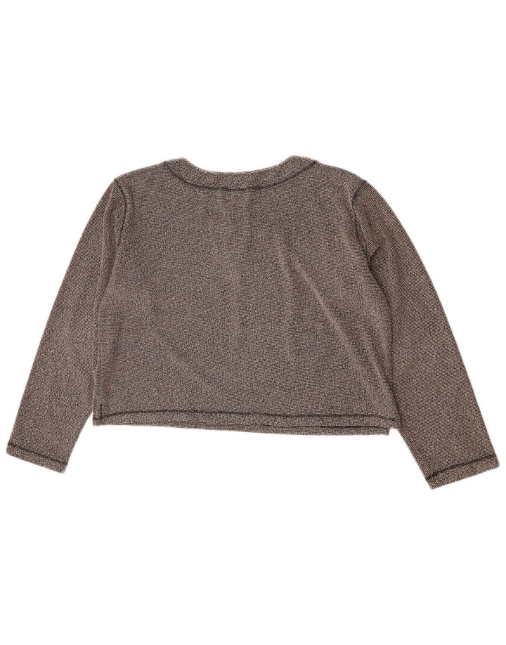 Champion Damen Crop Top Langarm UK 16 Large Grau geflecktes Polyester