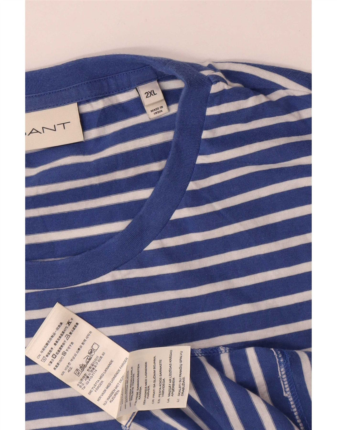 Gant Herren T-Shirt Top 2XL blau gestreift aus Baumwolle