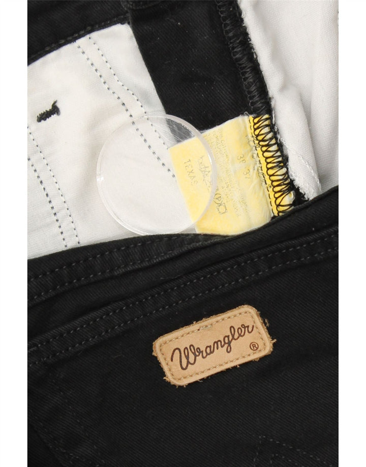 WRANGLER Herren Texas Straight Jeans W38 L32 Schwarze Baumwolle