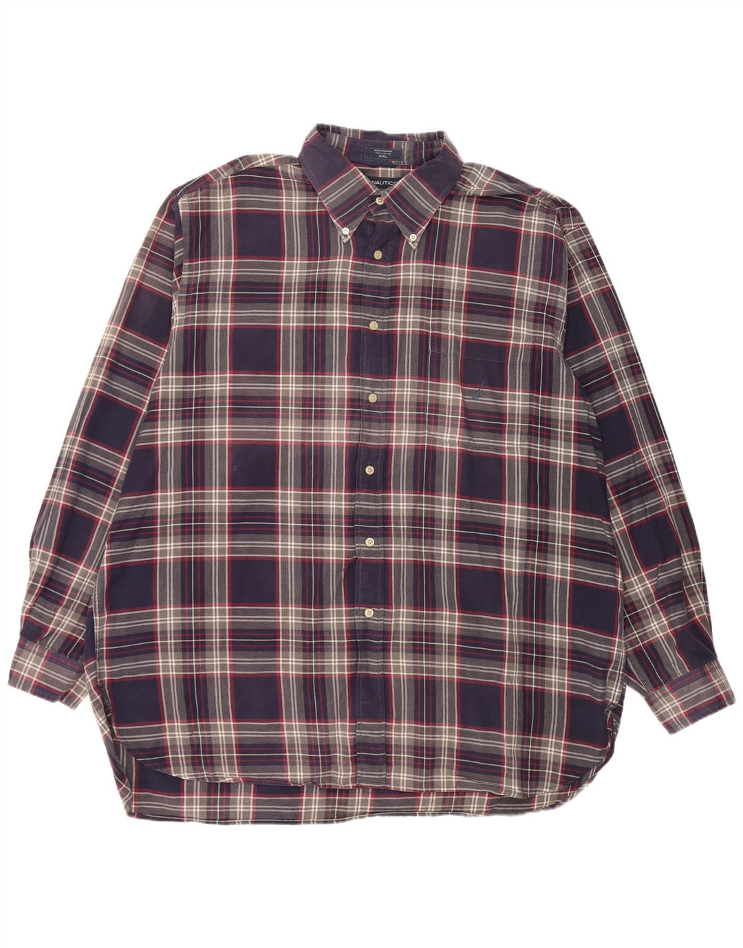 Nautica Herren-Flanellhemd 2XL, marineblau, kariert, Baumwolle