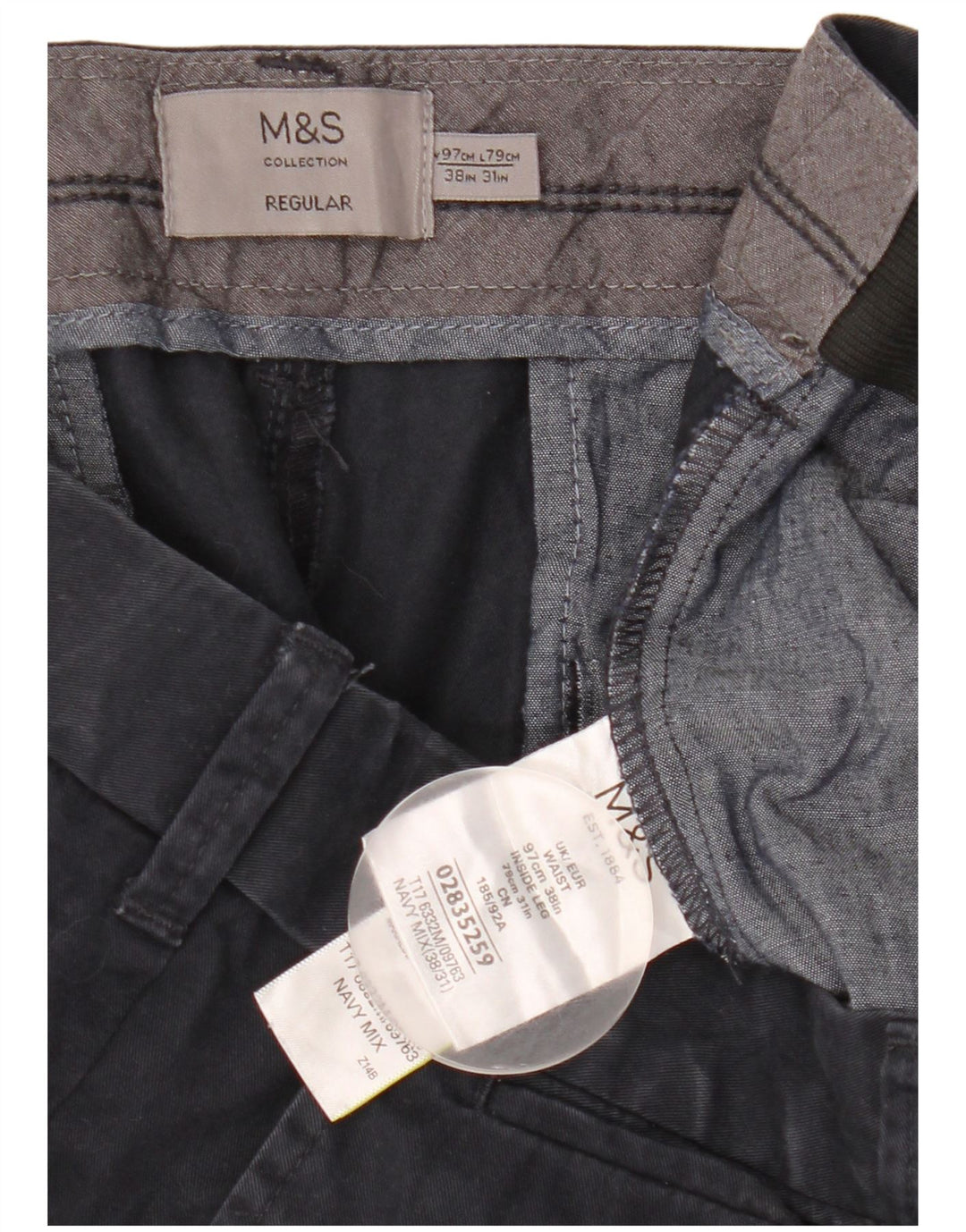 Marks & Spencer Herren Straight Regular Chinohose W38 L31 Marineblau