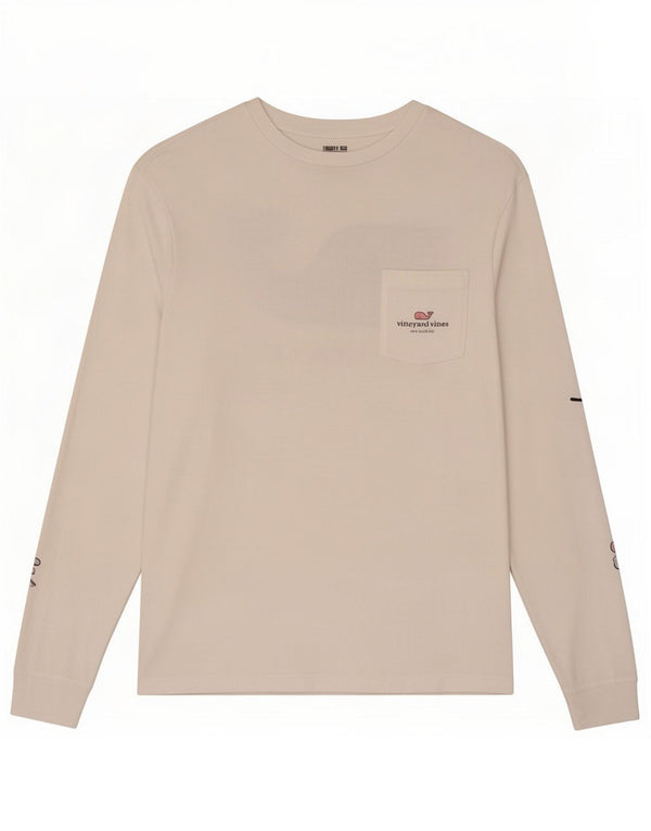 Vineyard Vines Herren Grafik-Top Langarm XS Weiße Baumwolle