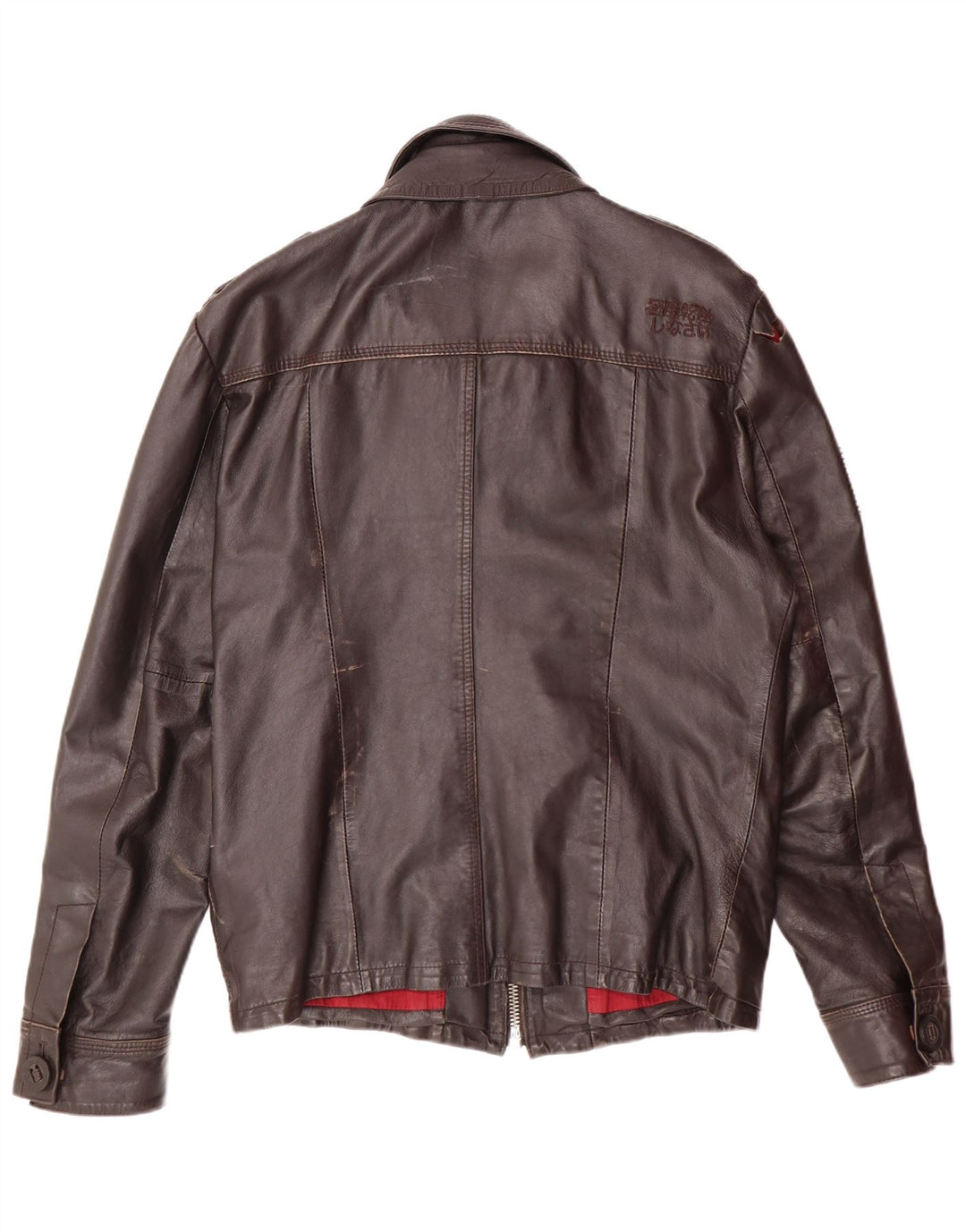 Superdry Herren-Militärlederjacke, UK 40, großes braunes Leder