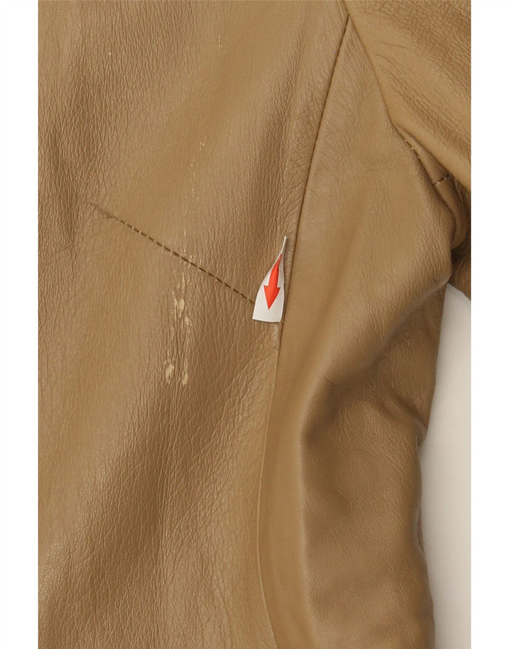 Vintage Damen Ledermantel IT 44 Medium Beige