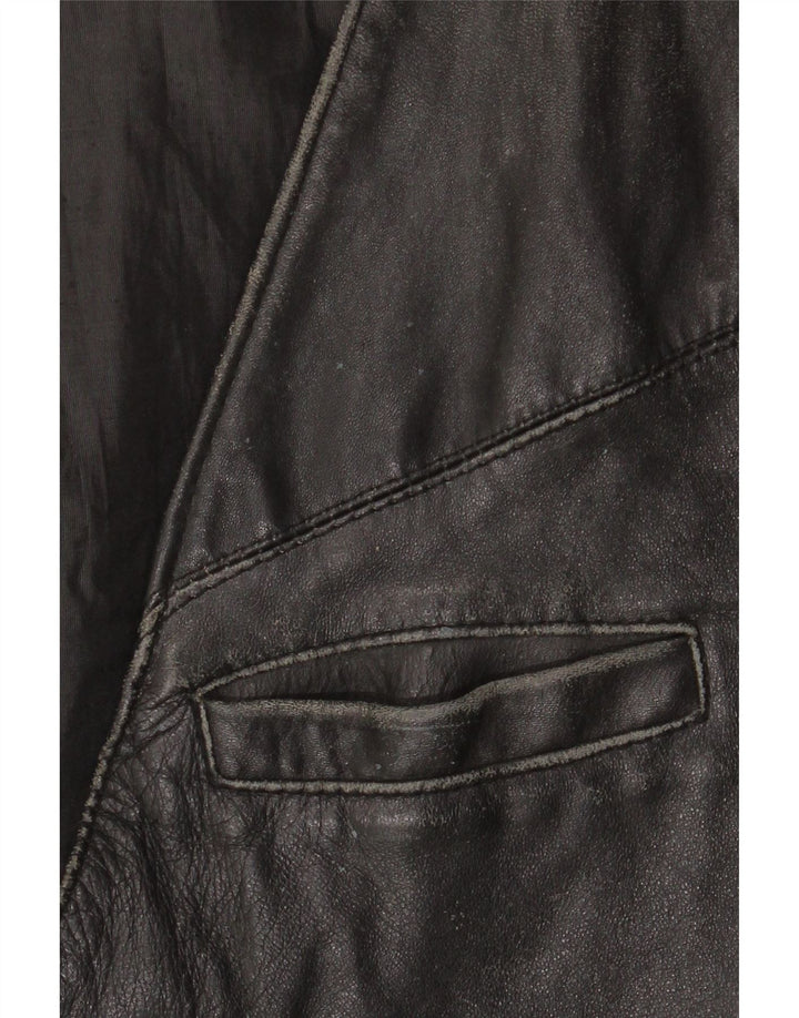 VINTAGE Herren Lederweste IT 52 Großes schwarzes Leder