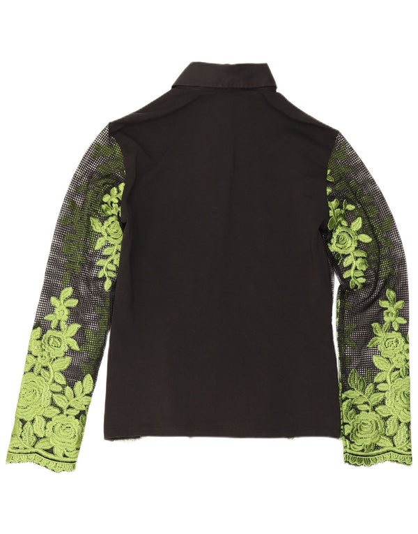 Naracamicie Damen-Hemd mit entspannter Passform, Größe 0 XS, schwarzes Blumenmuster, Polyester
