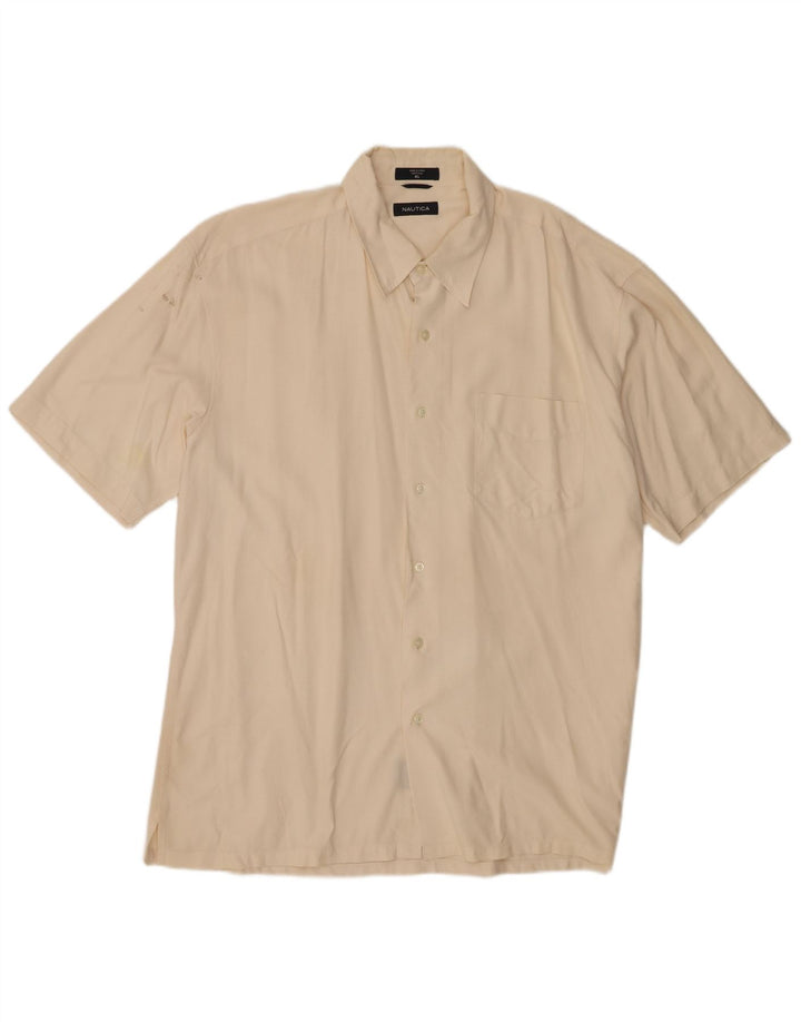 Nautica Herren Kurzarmhemd XL Beige Seide
