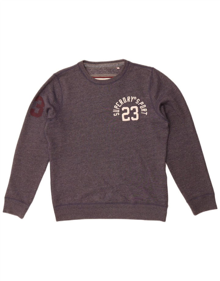 Superdry Herren-Sweatshirt mit grafischem Muster, groß, marineblau gesprenkelte Baumwolle