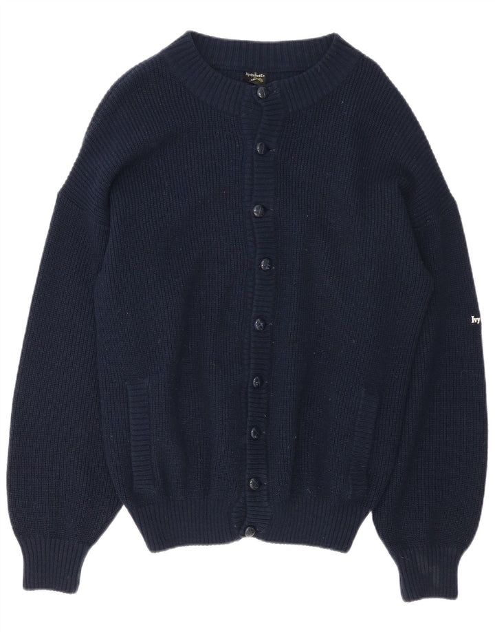 Ivy Oxford Herren-Strickjacke aus Wolle in mittlerem Marineblau