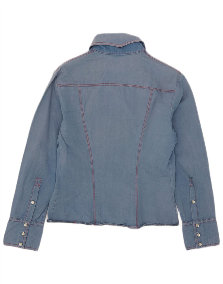 Vintage Damen Jeanshemd UK 10 Small Blue