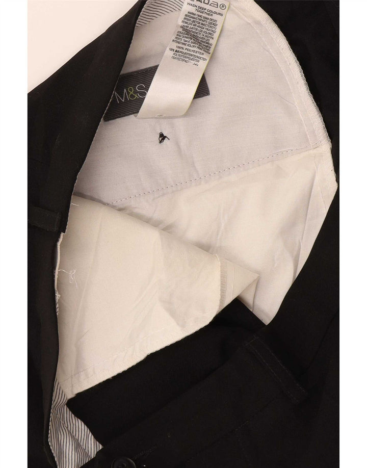 Gerade Herren-Anzughose von Marks & Spencer, W36, L31, schwarzes Polyester