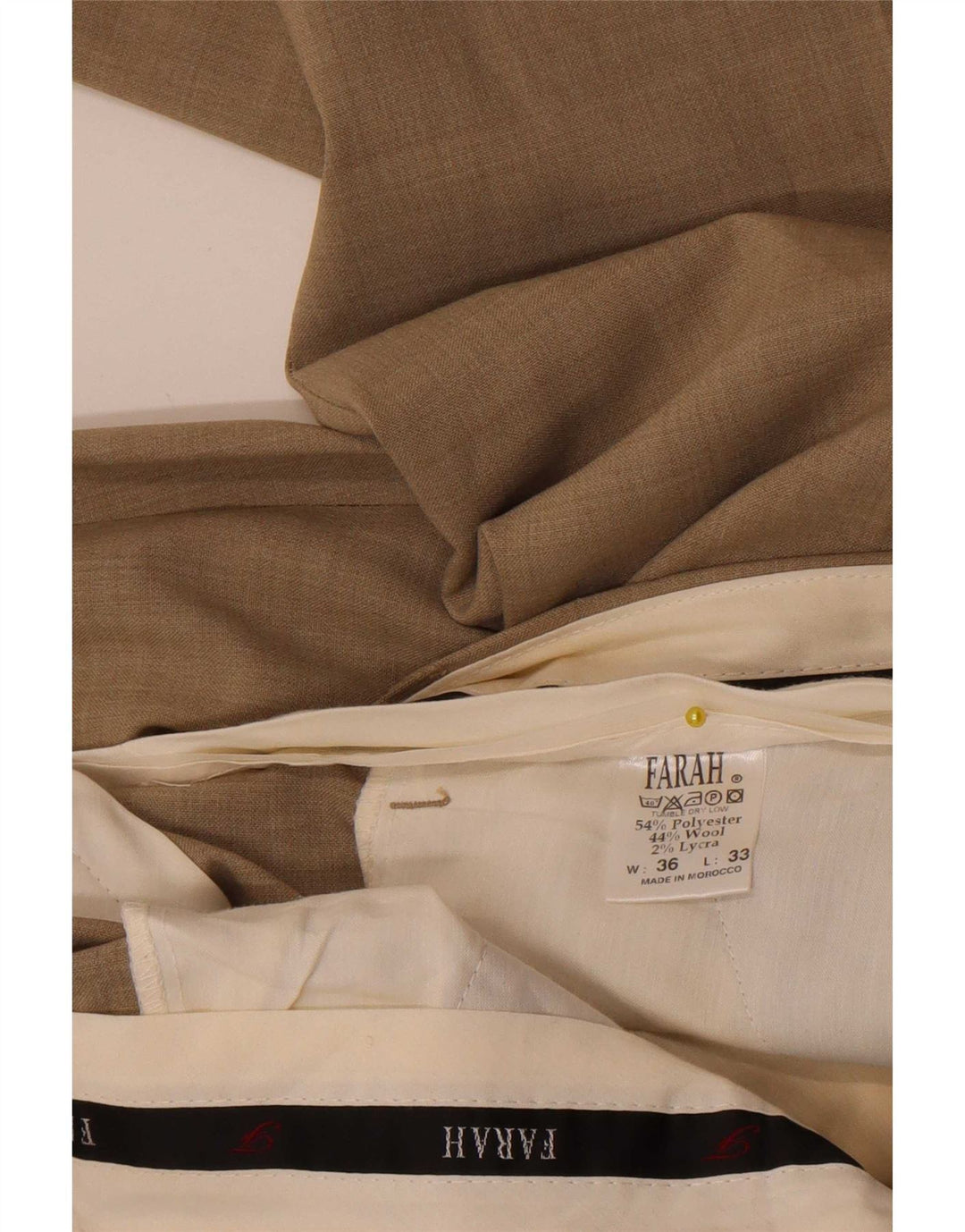 Farah Herren-Anzughose, gerade, W36, L29, Beige, Polyester