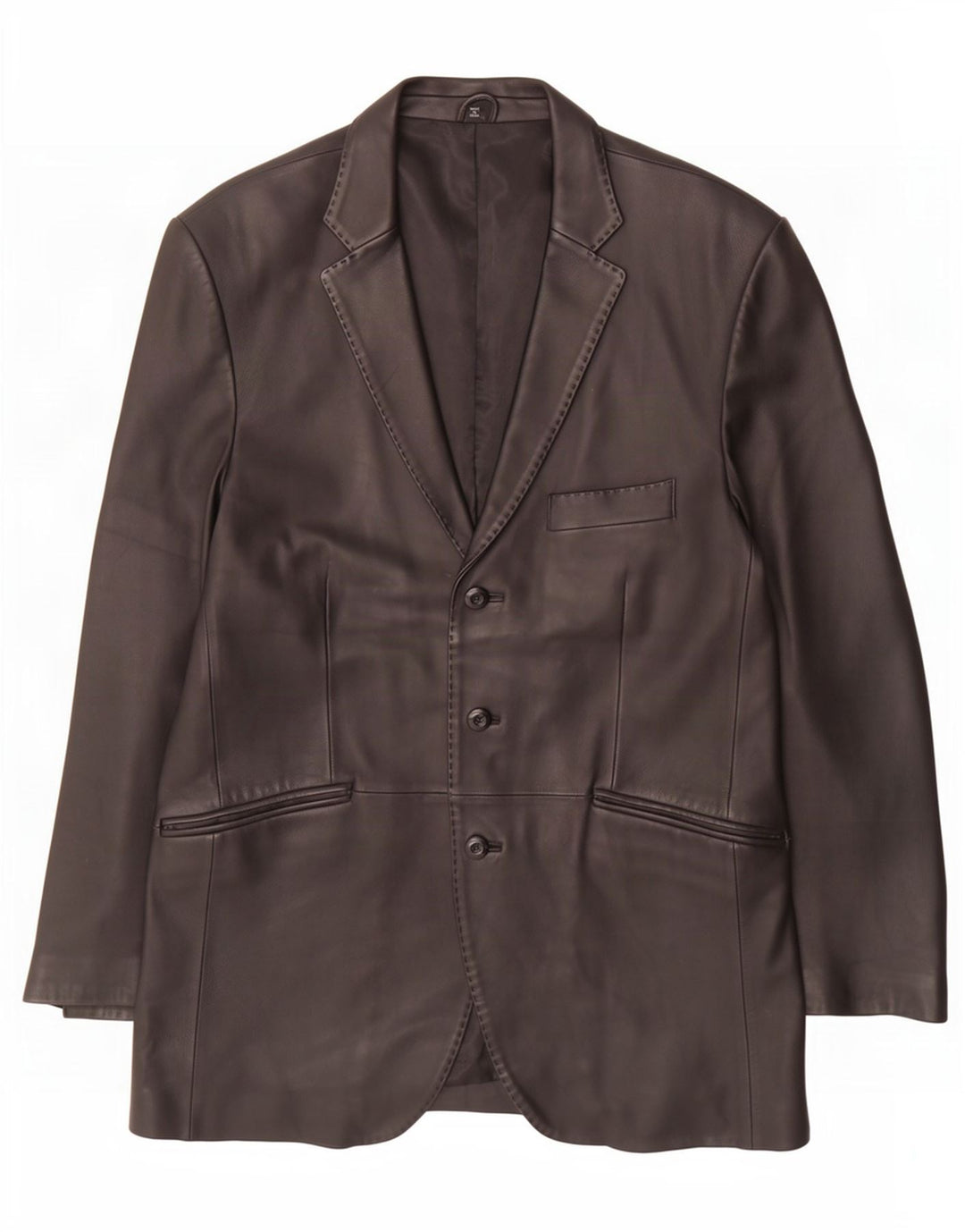 Ben Sherman Herren-Blazerjacke aus Leder mit 3 Knöpfen, Gr. 40, Schwarz