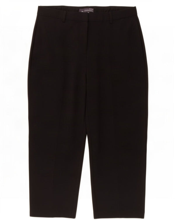 Marks & Spencer Capri-Hose mit hoher Taille für Damen, UK 14, Größe L W32 L23, Schwarz