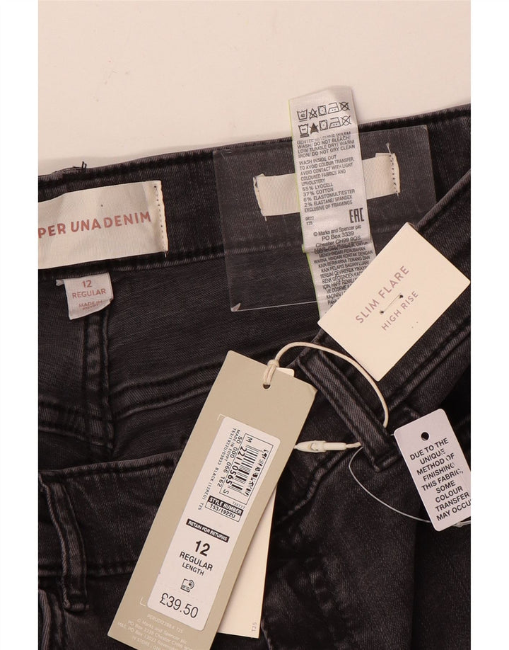 Marks & Spencer Damen High Rise Flared Jeans UK 12 Medium W28 L30 Grau