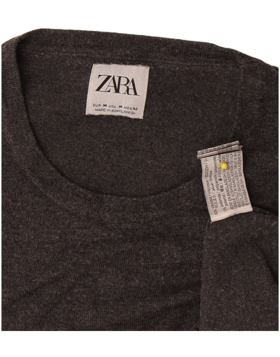 Zara Damen-Pullover mit Rundhalsausschnitt, Gr. 14, Mittelgrau gefleckte Viskose
