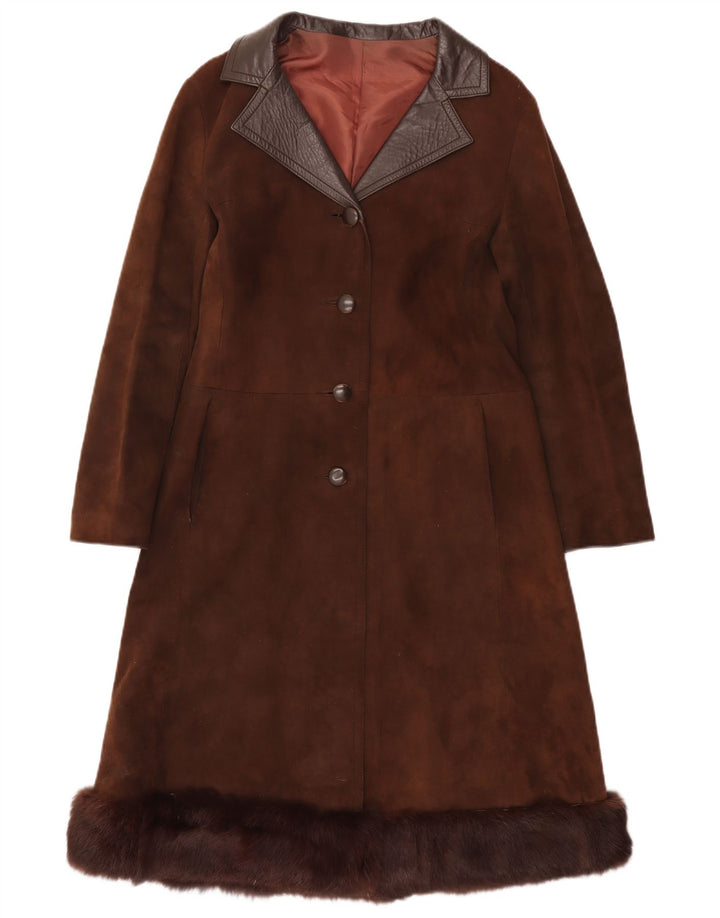Vintage Damen Wildledermantel UK 8 Small Brown