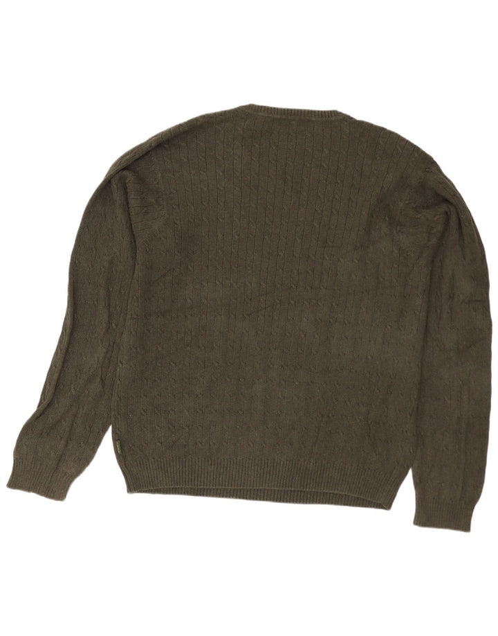 Izod Herren-Pullover mit V-Ausschnitt, groß, Khaki, Baumwolle
