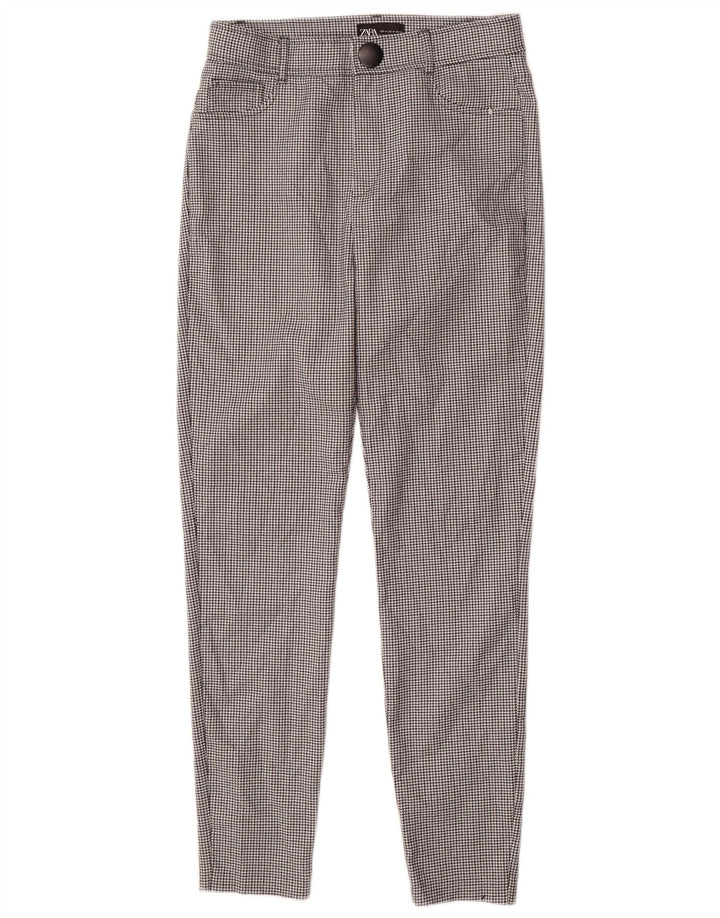 Schmale Freizeithose für Damen von Zara, Größe M, W28, L27, Schwarz mit Hahnentrittmuster