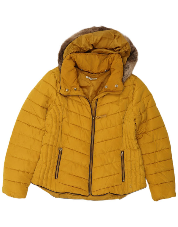 Joules Wattierte Damenjacke mit Kapuze, UK 18, XL, Gelb, Polyester