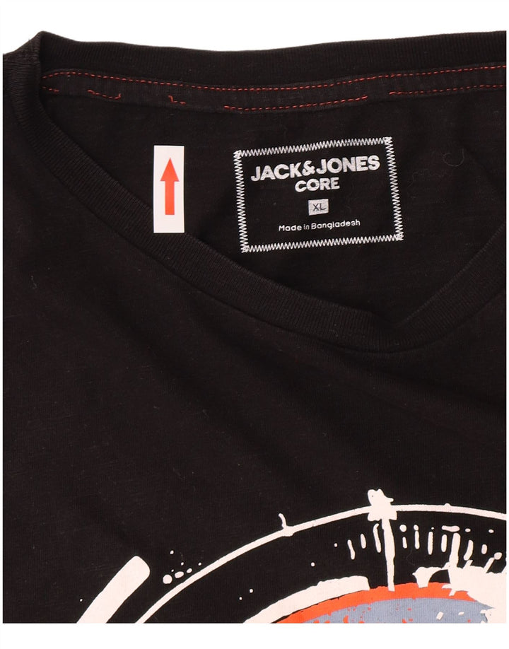 Jack & Jones Herren Grafik T-Shirt Top XL Schwarz