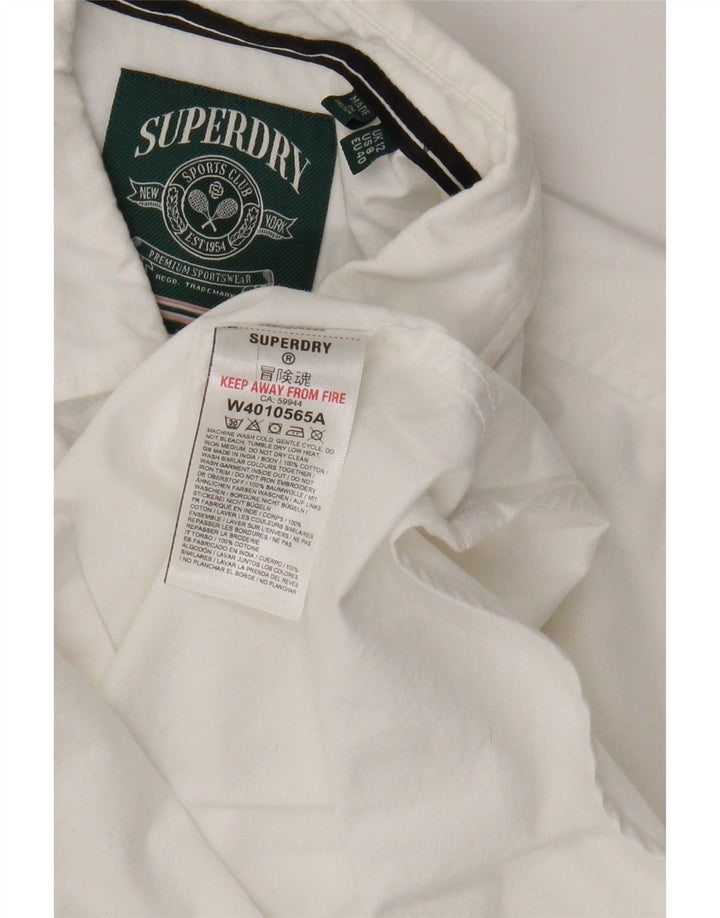 Superdry Damen-Hemd UK 12 aus mittelweißer Baumwolle