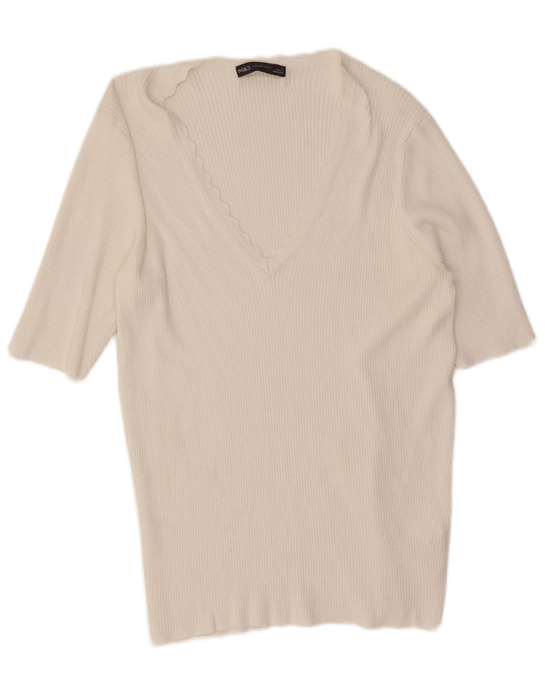 Marks & Spencer Damen T-Shirt Top UK 16 Large Weiße Viskose